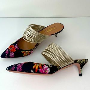 AQUAZZURA
Rendez Vous Strappy Leather Kitten-Heel Mules